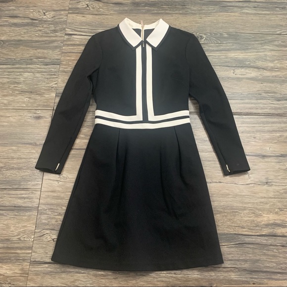 Ted Baker Black White Preema Colour Collared Dress Size 1 - Picture 2 of 7